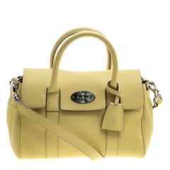 Used Mulberry Yellow Grain Leather Small Bayswater Satchel