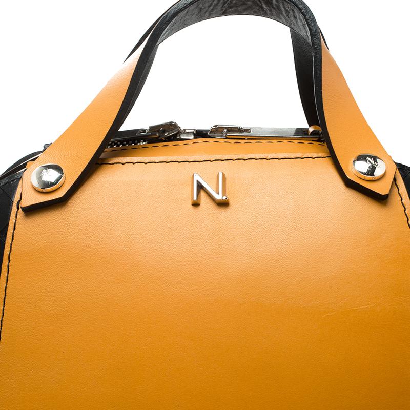 Women's Nicolas Theil Yellow/Black Leather Bee Bowling Bag