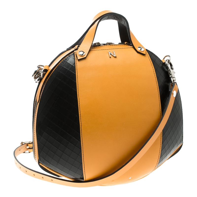 Nicolas Theil Yellow/Black Leather Bee Bowling Bag 5