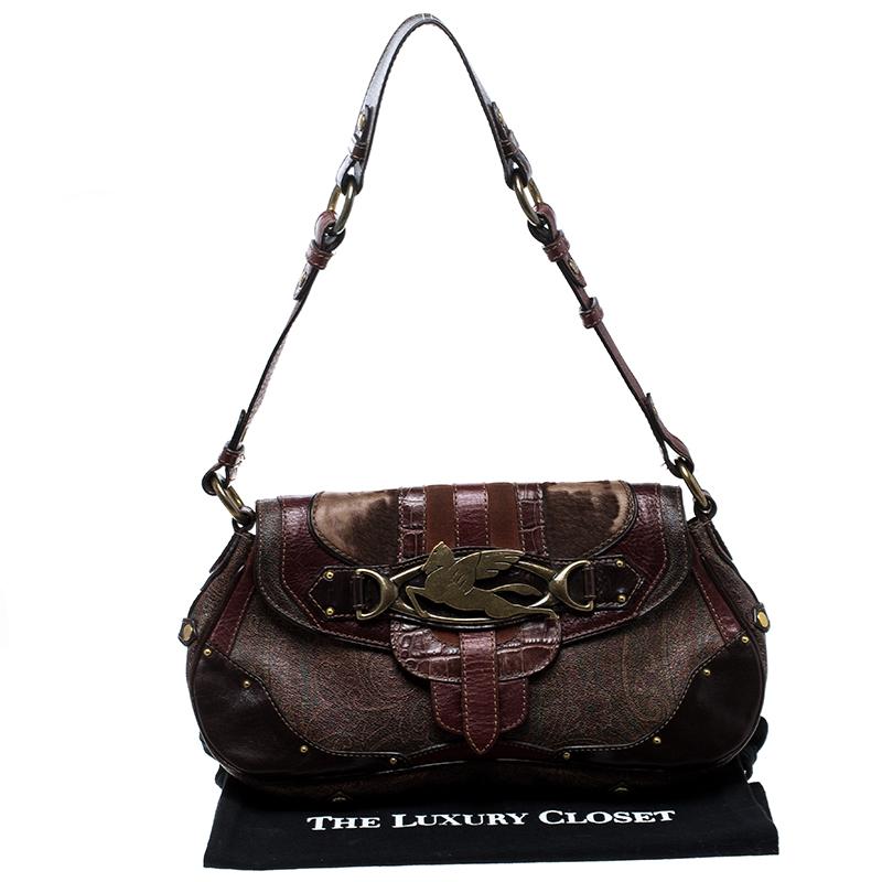 Etro Multicolor Coated Canvas and Leather Shoulder Bag 6