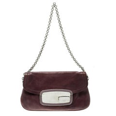 Prada Purple Leather Chain Shoulder Bag