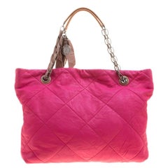 Lanvin Pink Quilted Leather Amalia Cabas Tote