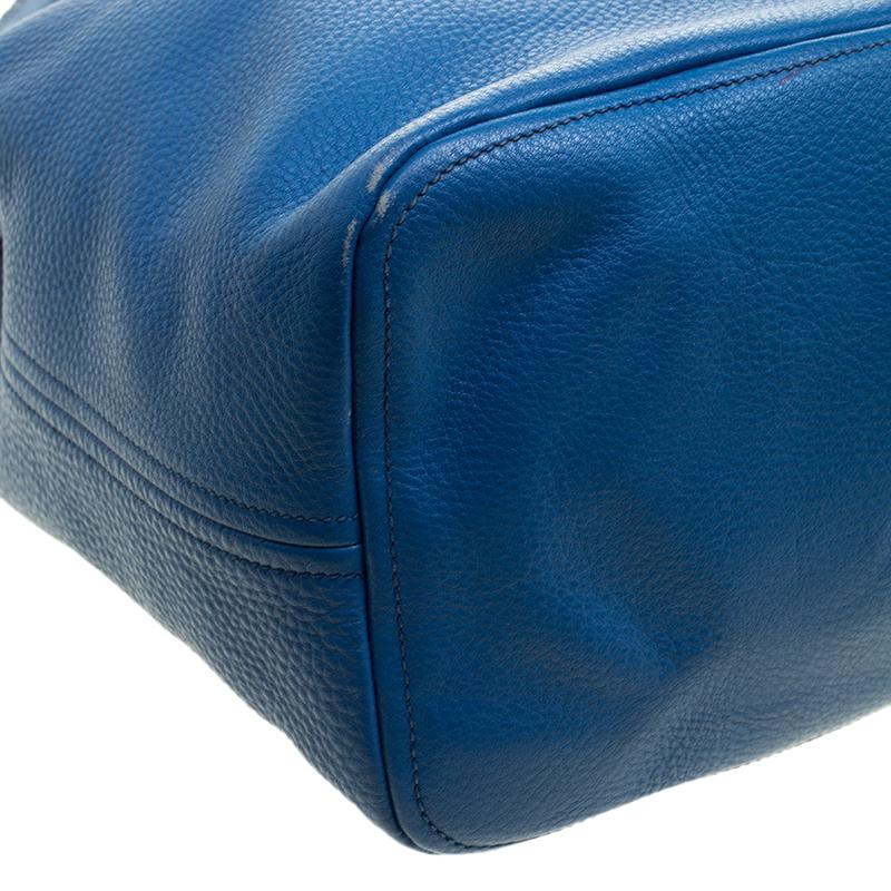 Prada Blue Vitello Daino Leather Hobo 3