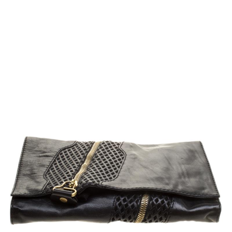 Jimmy Choo Black Perforated Leather Martha Clutch 3