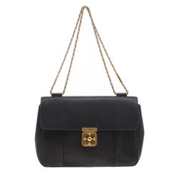 Chloe Black Leather Large Elsie Shoulder Bag