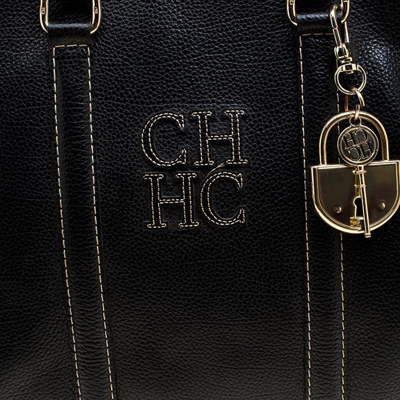 Carolina Herrera Black Leather Matteo Tote 4