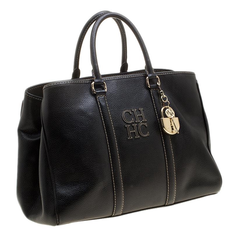 Carolina Herrera Black Leather Matteo Tote 5