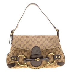 Gucci Beige GG Canvas Horsebit Shoulder bag