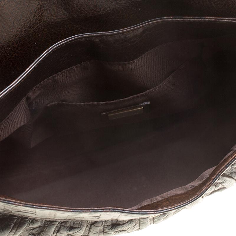 Fendi Dark Brown Zucca Embossed Leather Chef Shoulder Bag 5
