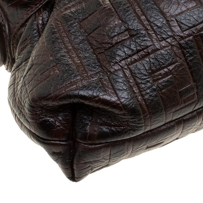 Fendi Dark Brown Zucca Embossed Leather Chef Shoulder Bag 1