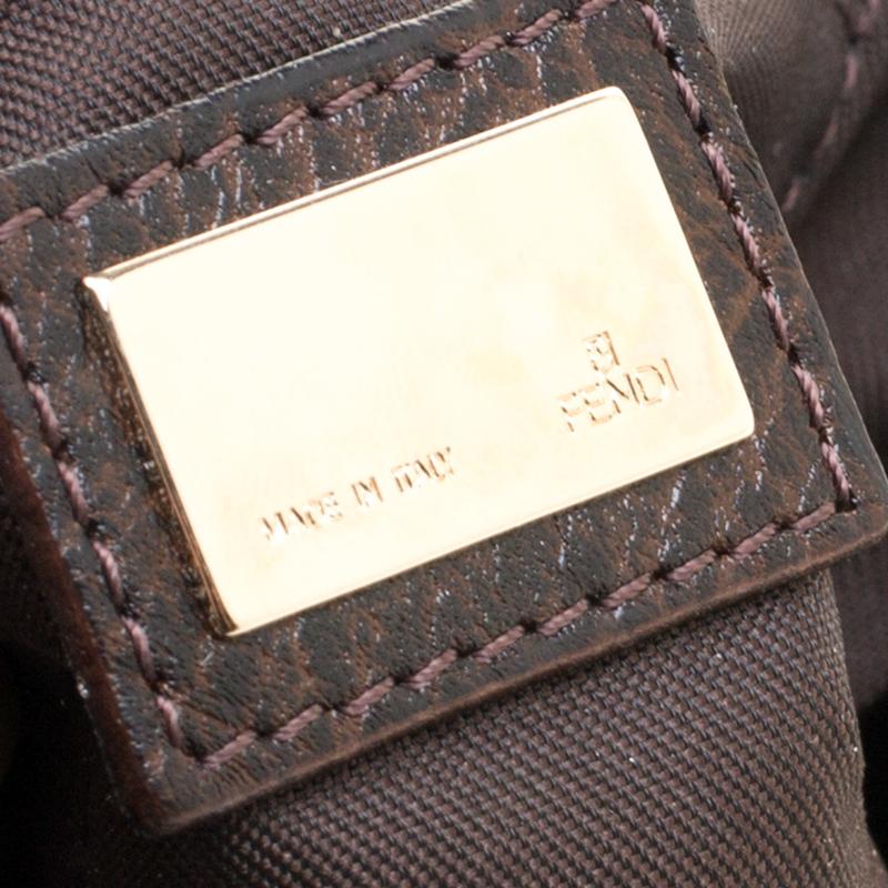 Fendi Dark Brown Zucca Embossed Leather Chef Shoulder Bag 7
