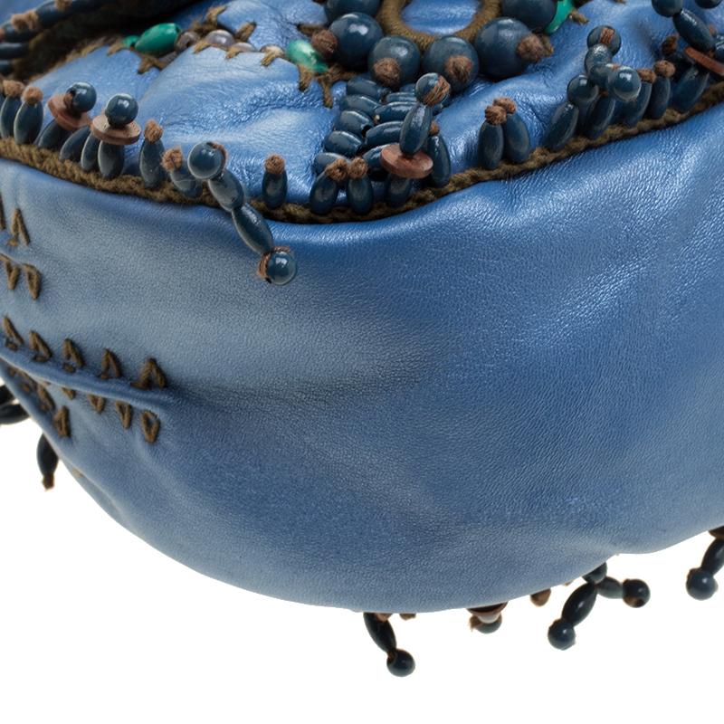 Jamin Puech Blue Leather Bead Embellished Shoulder Bag 4