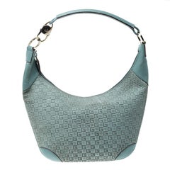 Gucci Dusty Green Square G Suede and Leather Hobo