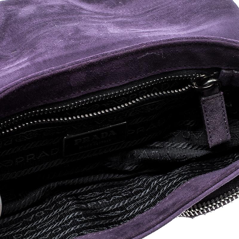 Black Prada Purple Suede Chain Shoulder Bag