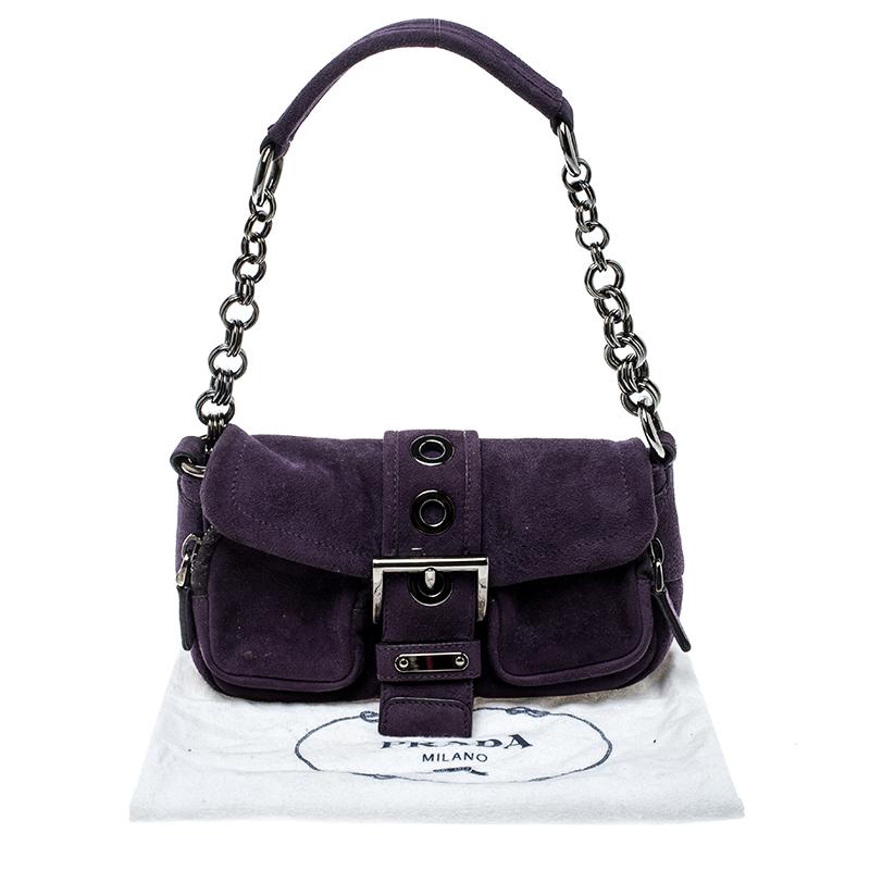 Prada Purple Suede Chain Shoulder Bag 1