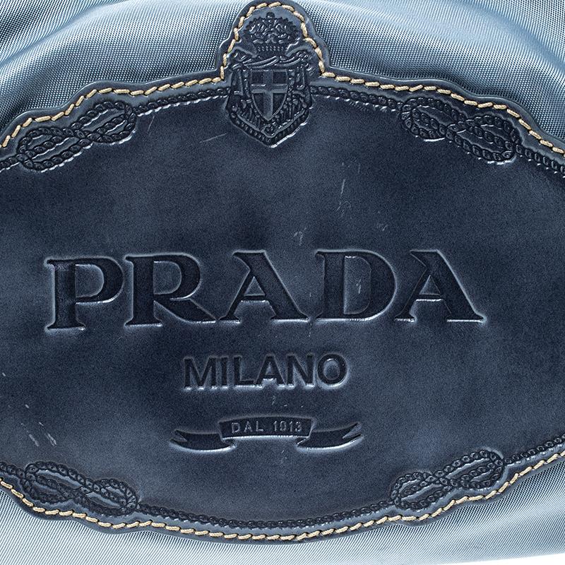 Gray Prada Light Blue Nylon Shoulder Bag