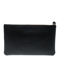 Gucci Black Leather Bamboo Tassel Clutch