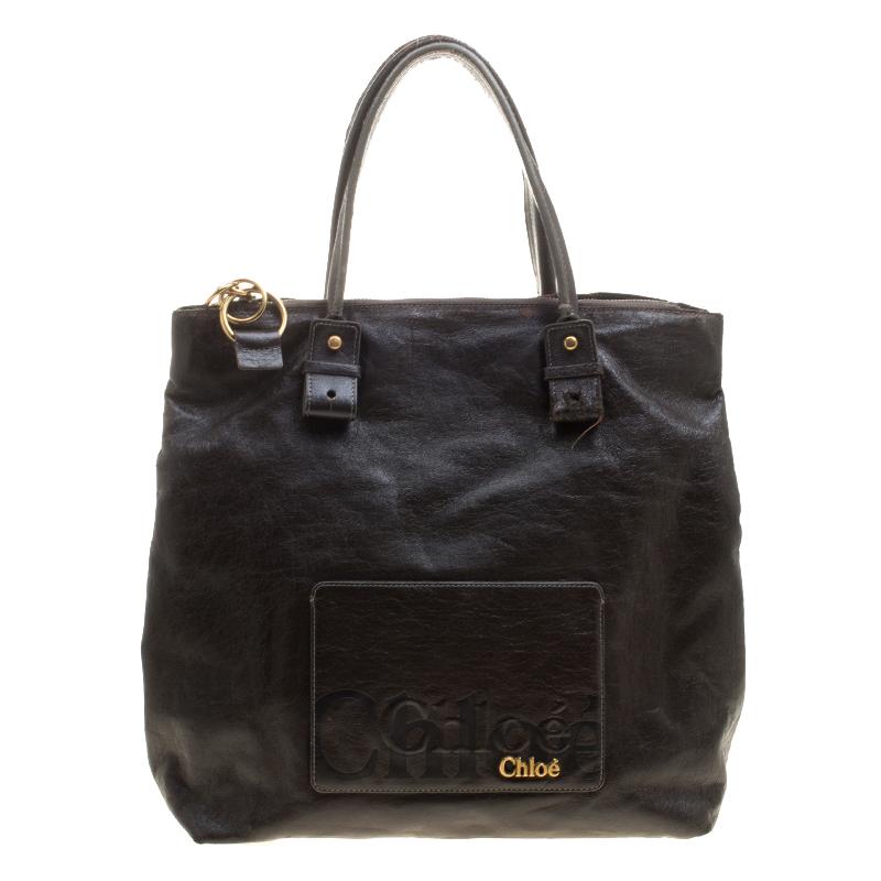 Chloe Brown Faux Leather Tote