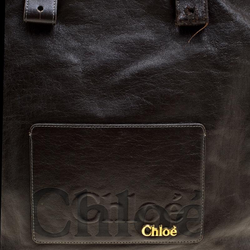 Chloe Brown Faux Leather Tote 1