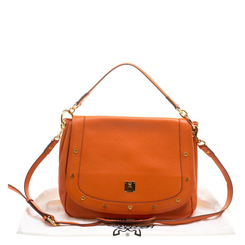 MCM Orange Leather Shoulder Bag 1
