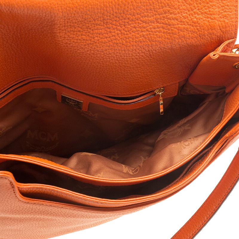 MCM Orange Leather Shoulder Bag 3
