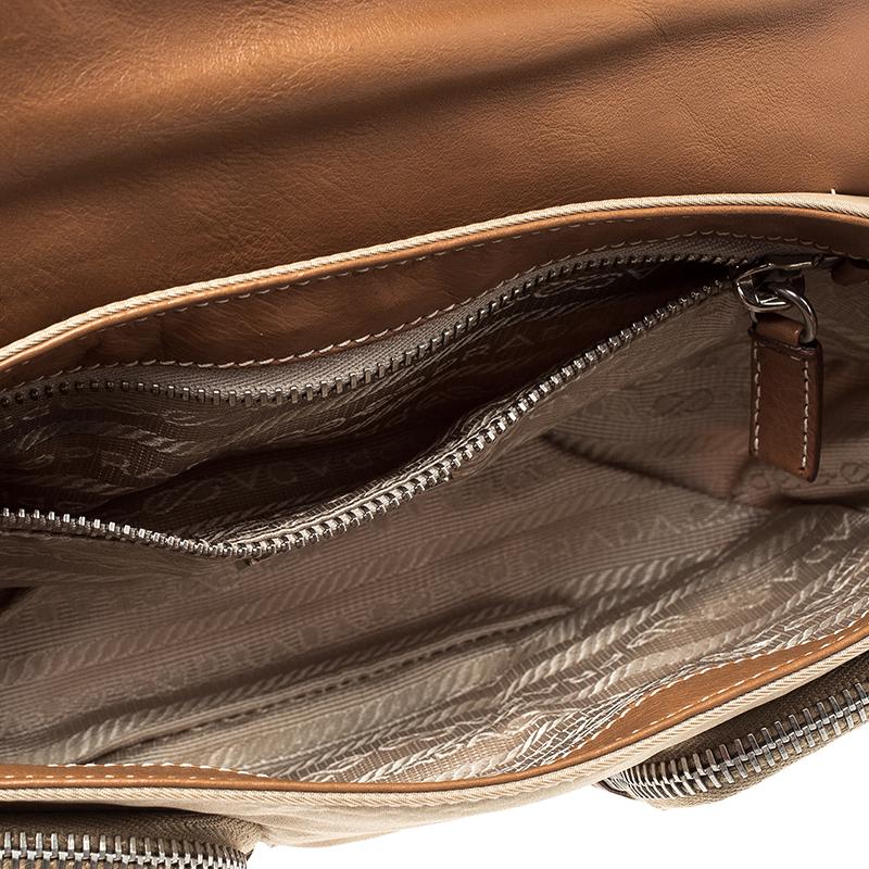 Prada Beige/Tan Nylon and Leather Shoulder Bag 3