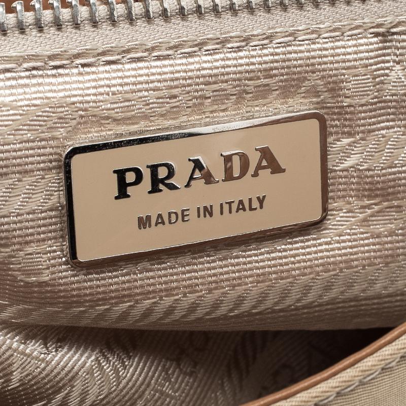 Prada Beige/Tan Nylon and Leather Shoulder Bag 5
