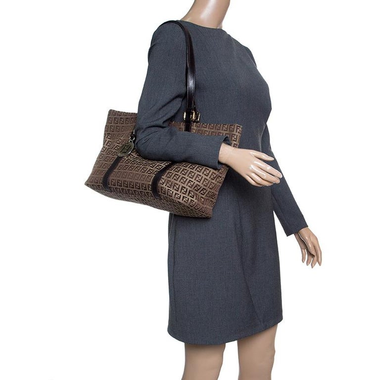 Fendi Brown Zucchino Canvas Superstar Shopping Tote at 1stDibs