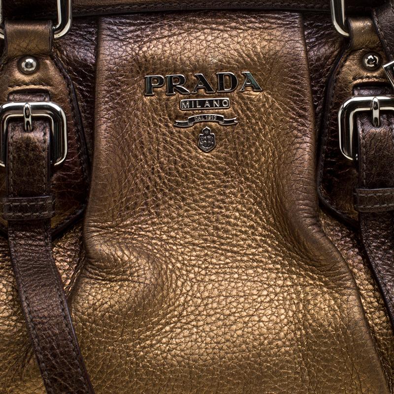 Prada Metallic Ombre Leather Frame Satchel 3