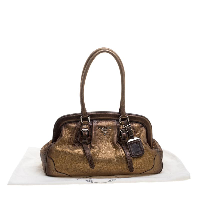 Prada Metallic Ombre Leather Frame Satchel 4