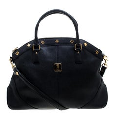 MCM Black Leather Satchel