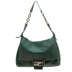 Fendi Green Shimmering Leather Mama Forever Shoulder Bag