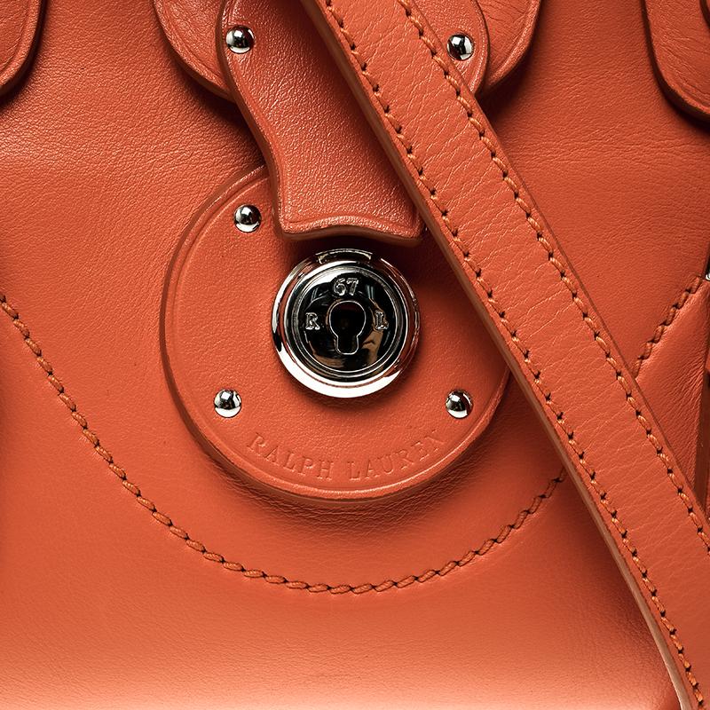 Ralph Lauren Orange Leather Ricky Crossbody Bag In New Condition In Dubai, Al Qouz 2