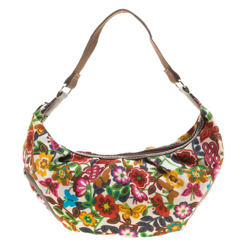 Lancel Multicolor Printed Fabric Shoulder Bag