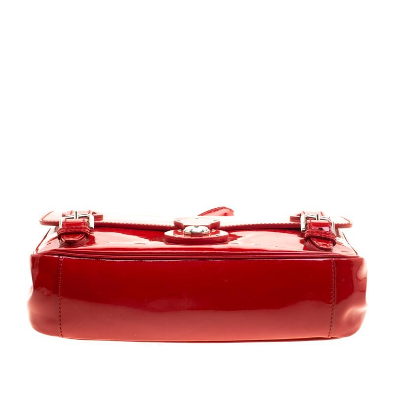 Ralph Lauren Red Patent Leather Ricky Chain Shoulder Bag In New Condition In Dubai, Al Qouz 2