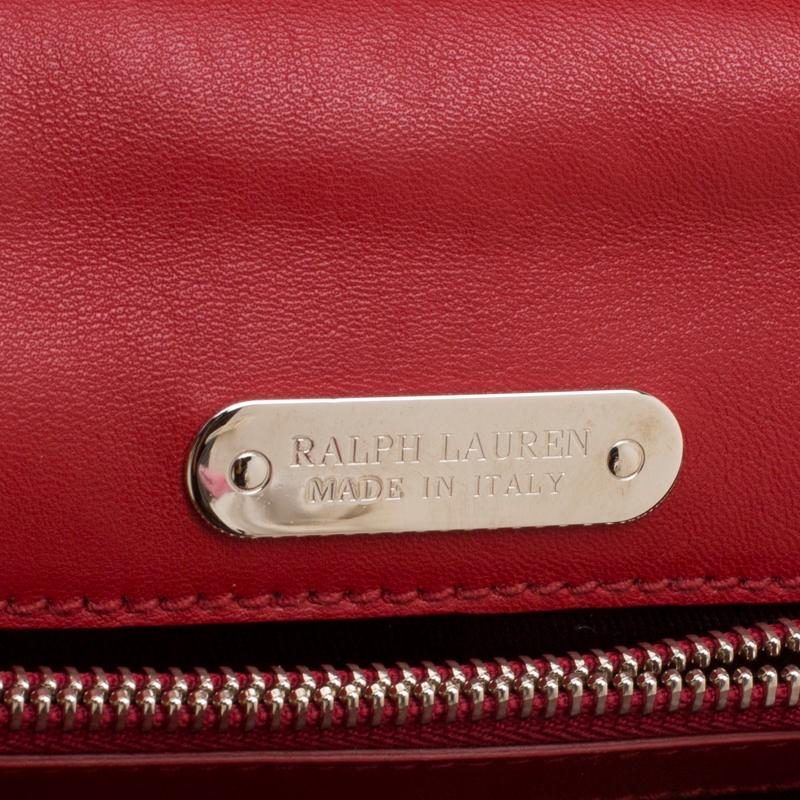 Women's Ralph Lauren Red Patent Leather Ricky Chain Shoulder Bag