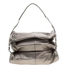 Versace Metallic Grey Leather Hobo