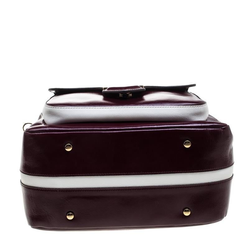 Tod's Burgundy Glossy Leather Small Military Bowler Bag In Good Condition In Dubai, Al Qouz 2