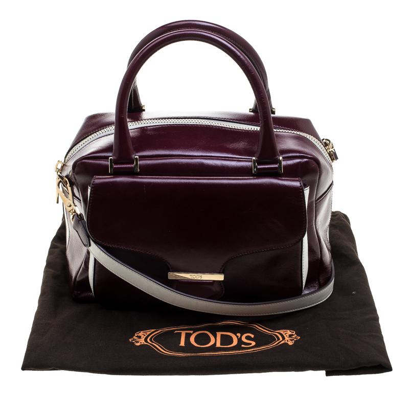 Tod's Burgundy Glossy Leather Small Military Bowler Bag 5