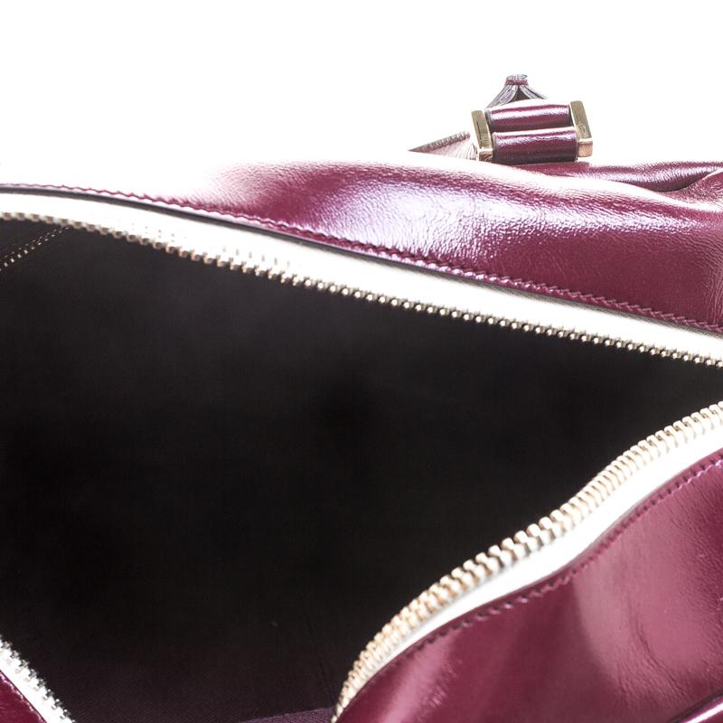Tod's Burgundy Glossy Leather Small Military Bowler Bag 3