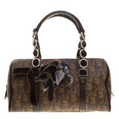 Dior Brown Diorissimo Coated Canavs Satchel