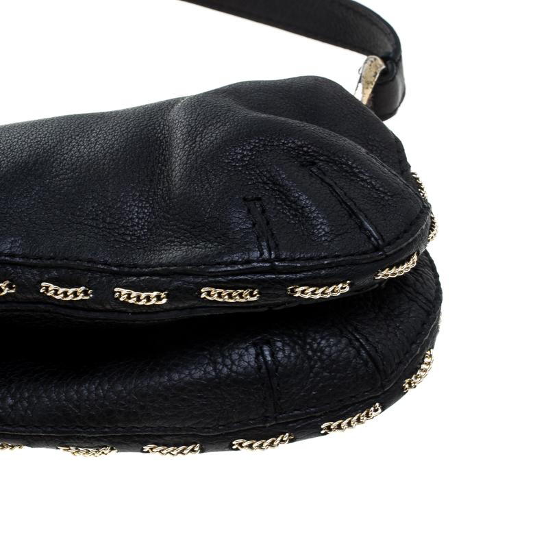 Roberto Cavalli Black Leather Shoulder Bag 6
