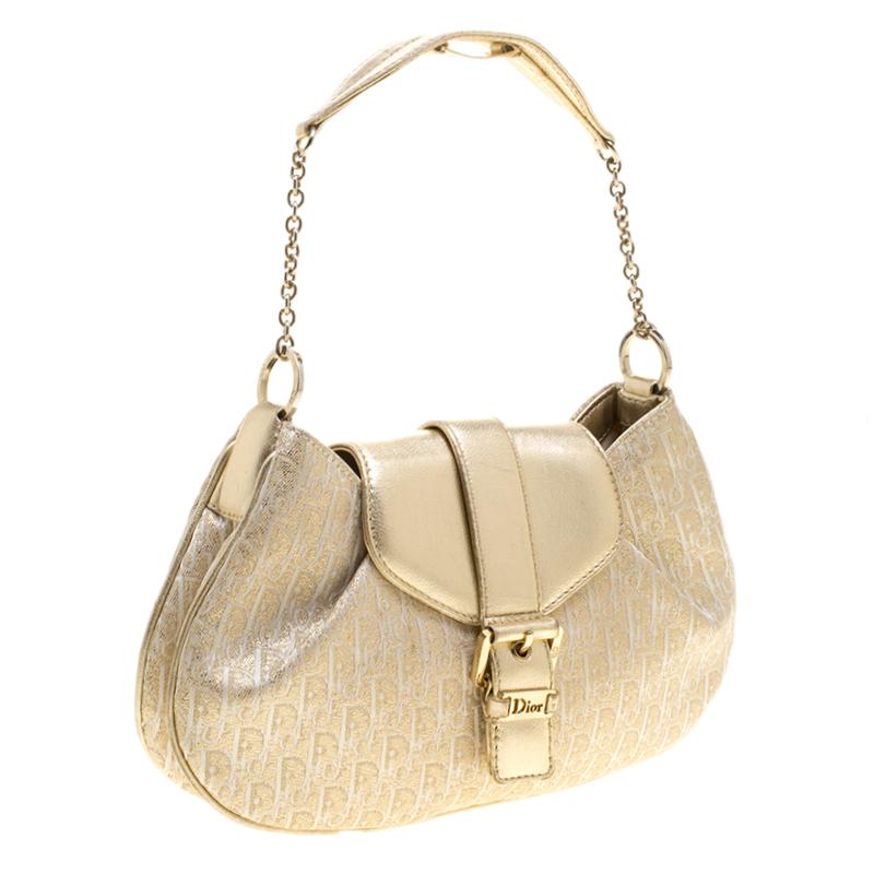 Dior Gold Diorissimo Canvas Pochette Clutch Bag 3