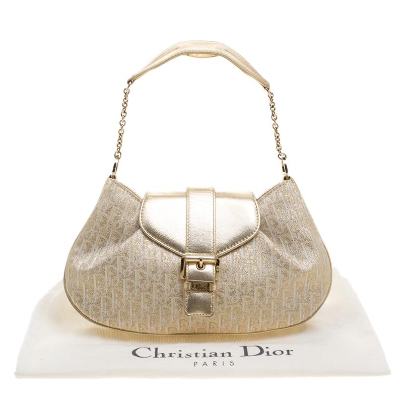 Dior Gold Diorissimo Canvas Pochette Clutch Bag 6