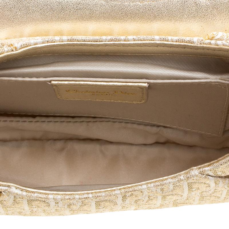 Dior Gold Diorissimo Canvas Pochette Clutch Bag 7