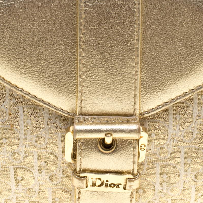 Dior Gold Diorissimo Canvas Pochette Clutch Bag 8
