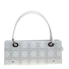 Dior White Cannage Studded Leather Lady Dior East West Shoulder Bag
