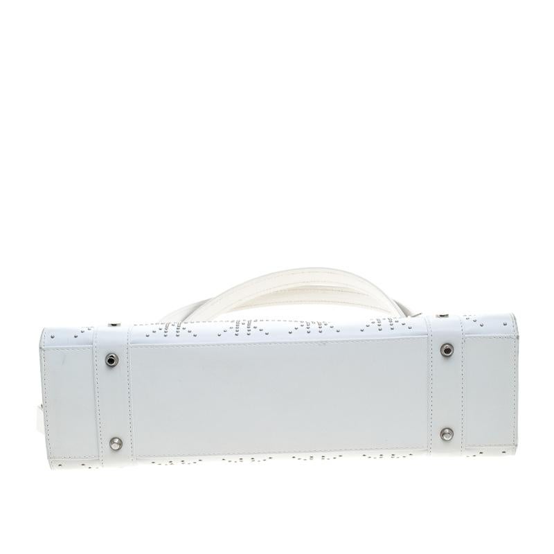 Dior White Cannage Studded Leather Lady Dior East West Shoulder Bag 1