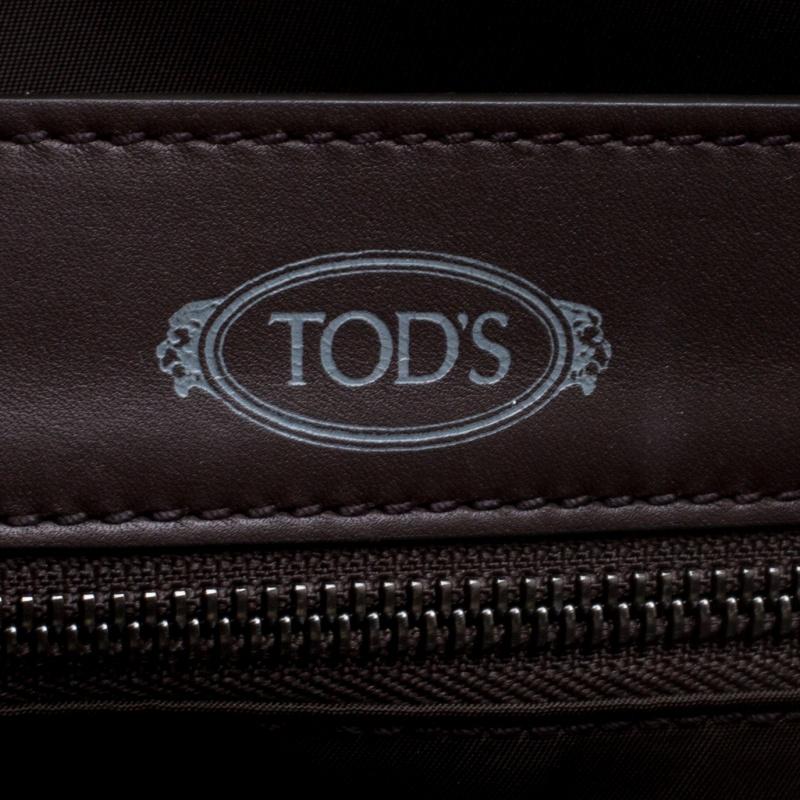Tod's Dark Brown Leather Slim Script Tote 2