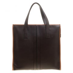 Tod's Dark Brown Leather Slim Script Tote